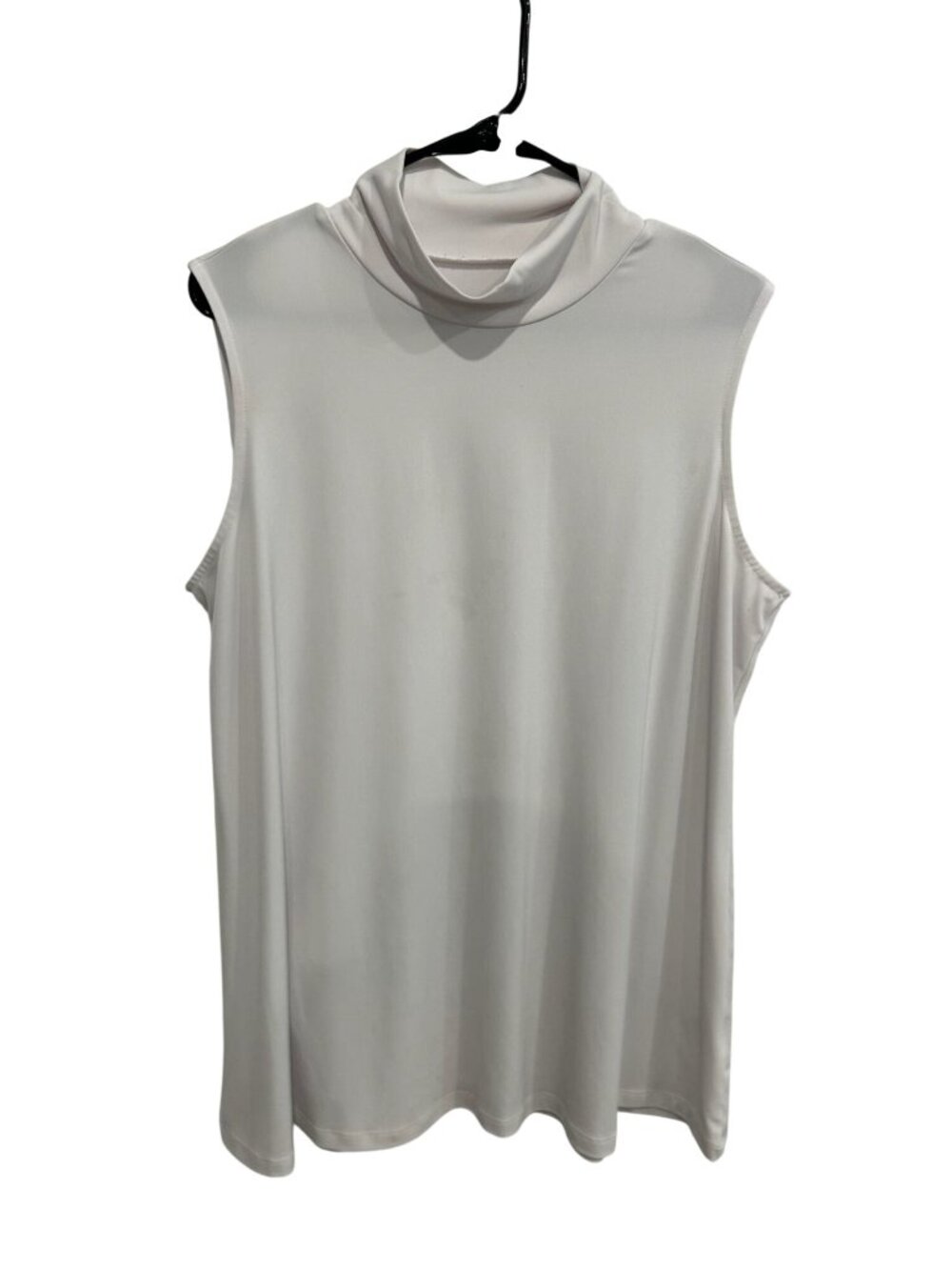 Susan Graver Small White Sleeveless Cowl Neck Top Minimalist Clean Girl